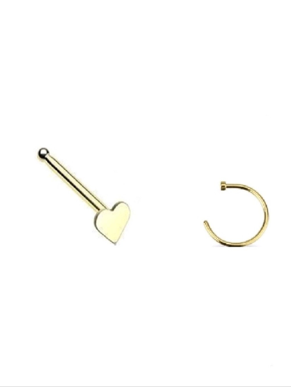 Gold Heart Nose Stud and Hoop Set
